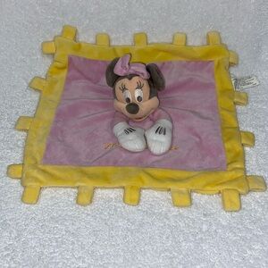 HTF Disney Parks Land World Store Minnie Mouse Pink Yellow Baby Security Blanket